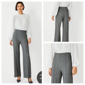 Ann Taylor High Waist Side Zip Straight Pant in Twill Silver Lake Grey Size 6